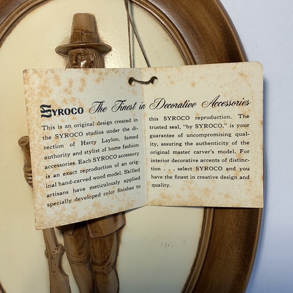 Syroco Wall Decor Syroco Early American Pilgrim Couple Wall Plaques